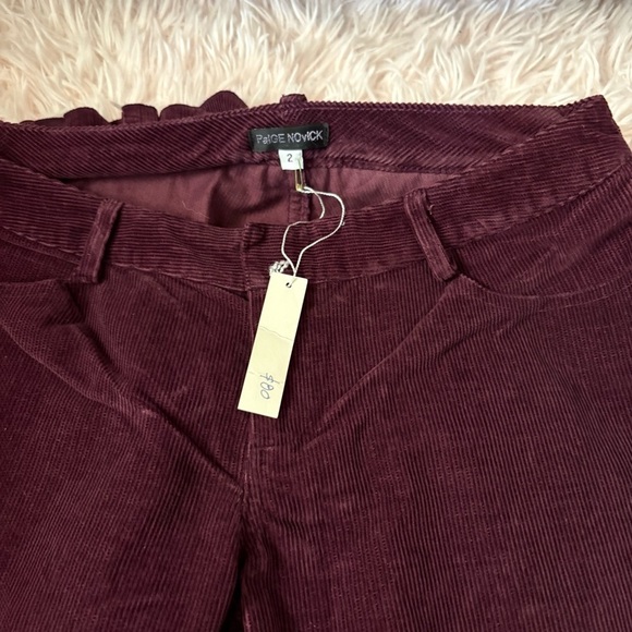 Paige Novick Burgundy Corduroy Pants NEW Sz 2 Ruffle Butt Bootcut Wide Leg - Picture 4 of 5